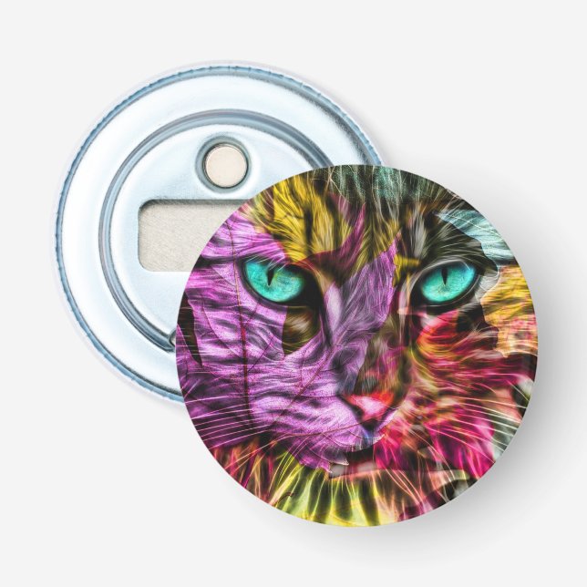 Kitty Cat Kitten Künstlerisch Design Flaschenöffner (Vorderseite)