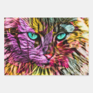 Kitty Cat Kitten Künstlerisch Design Geschenkpapier Set