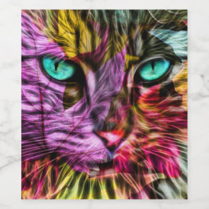 Kitty Cat Kitten Künstlerisch Design Weinetikett