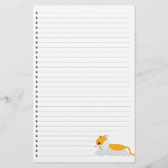 Kitty Cat Lined Stationery Briefpapier (Vorderseite)