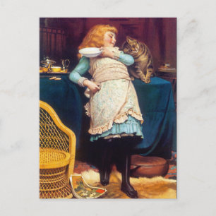 Kitty Cat Love - Vintage Kunst Postkarte