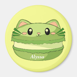 Kitty Cat Matcha Macaron Magnet