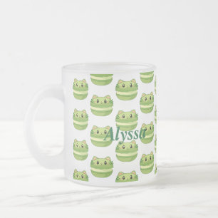 Kitty Cat Matcha Macaron Mattglastasse