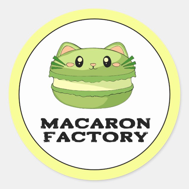 Kitty Cat Matcha Macaron Runder Aufkleber (Vorderseite)