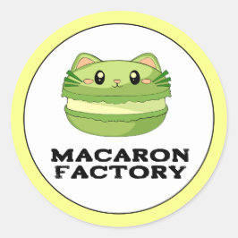 Kitty Cat Matcha Macaron Runder Aufkleber