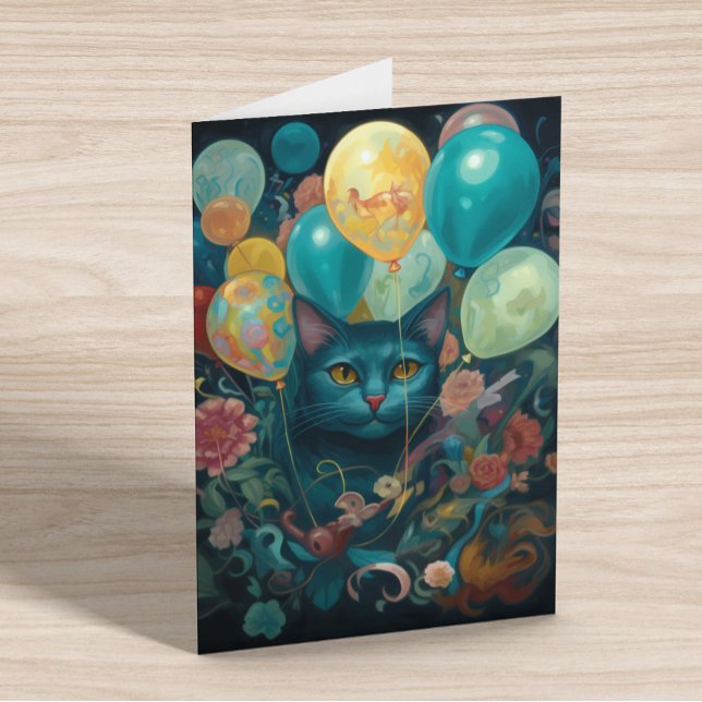 Kitty Cat mit Birthday Balloons Karte (Von Creator hochgeladen)