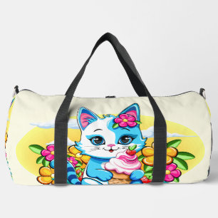 Kitty Cat mit Eis Summer Kawaii Charakter Duffle Bag