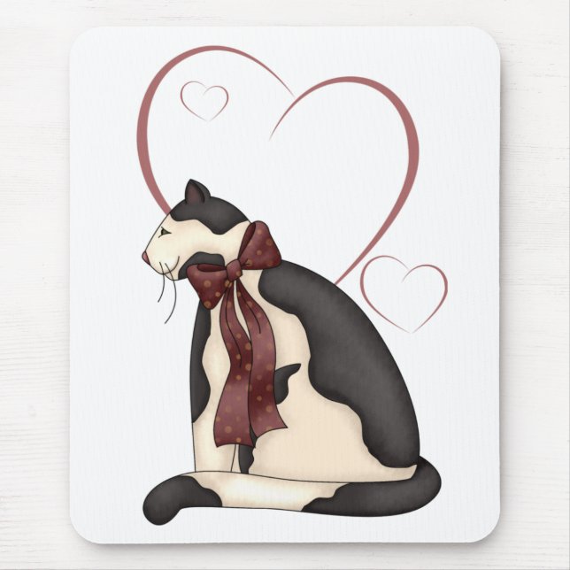 Kitty Cat mit Herz Bild Mousepad (Vorne)