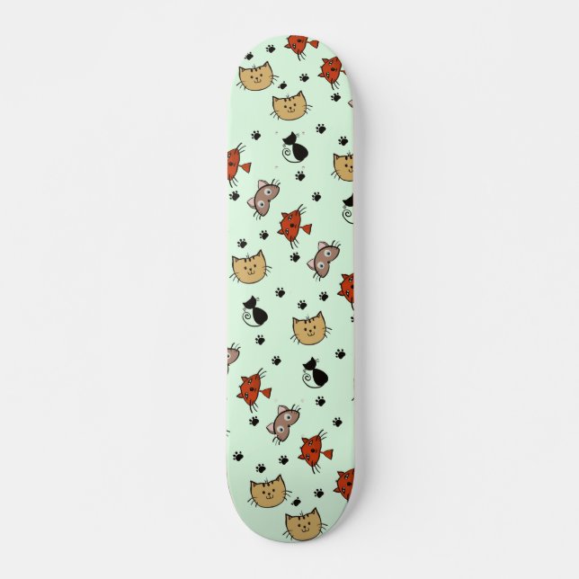Kitty Cat Pattern Skateboard (Vorne)