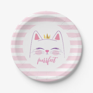 Kitty Cat Pink Gold Geburtstagsparty Pappteller
