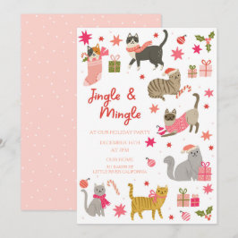 Kitty Cat Pink Weihnachts-Party Einladung