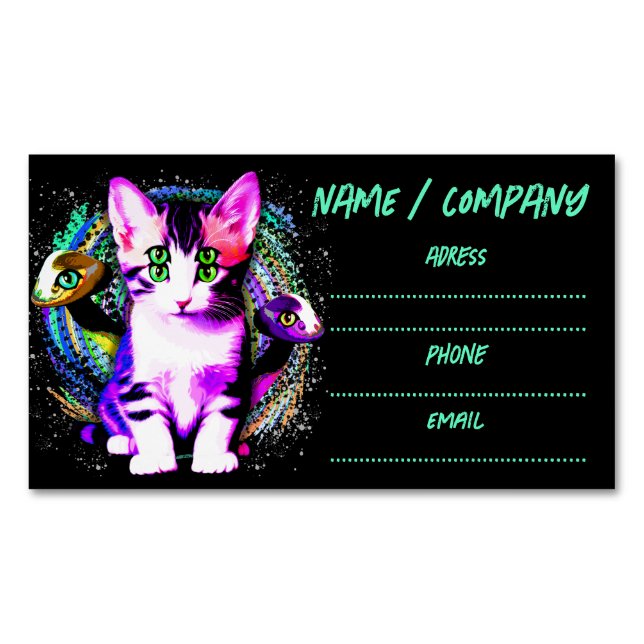 Kitty Cat Psychische Ästhetik Magnetische Visitenkarte (Vorderseite)