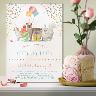 Kitty Cat Rainbow Confetti Fun Kindergeburtstag Pa Einladung