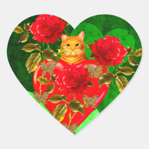 Kitty Cat Valentine Herz-Aufkleber