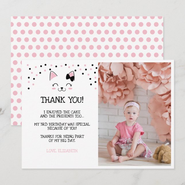 Kitty Cat Vielen Dank Karten mit Foto (Vorne/Hinten)