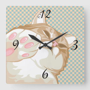 Kitty Cat Wall Clock Quadratische Wanduhr