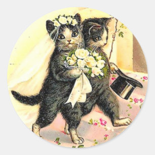 Kitty Cat Wedding Runder Aufkleber