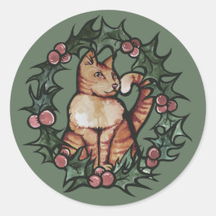 Kitty Cat Weihnachten Weihnachten Weihnachten Weih Runder Aufkleber