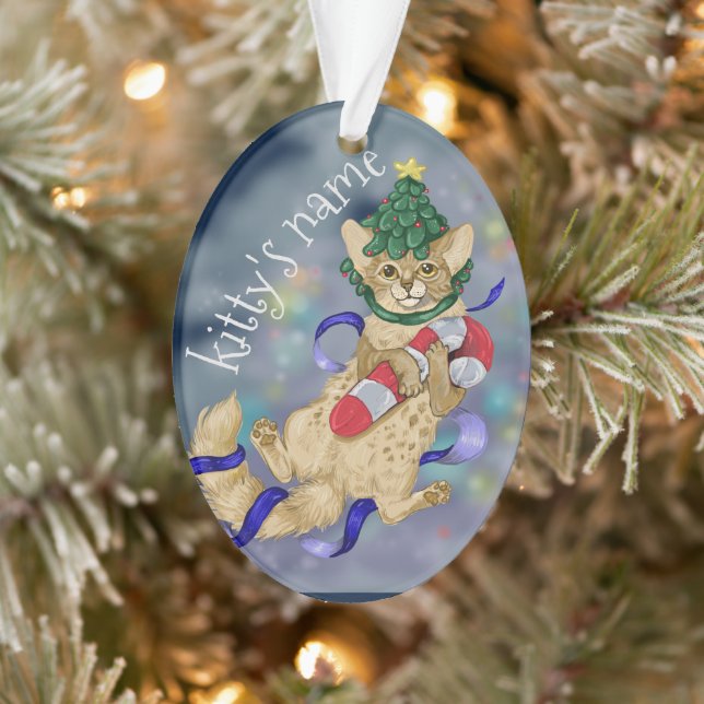Kitty Cat Weihnachts-Keramik Ornament (Baum)