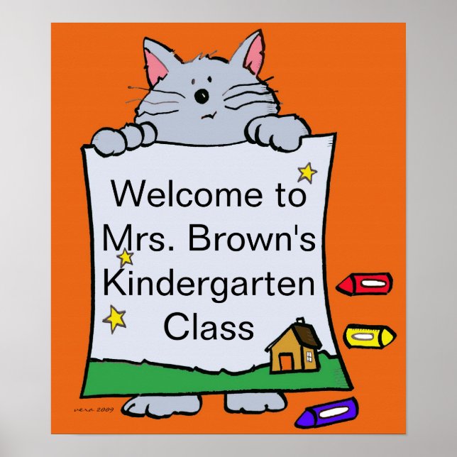 Kitty Cat Welcome/Personalize/by Vera Trembach Poster (Vorne)