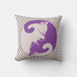 Kitty Cat Yin Yang Purple Kissen
