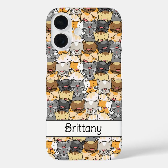 Kitty Cats Personalisiert iPhone 16 Hülle (Rückseite)