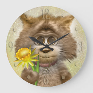 Kitty Cats Spring Flower Große Wanduhr
