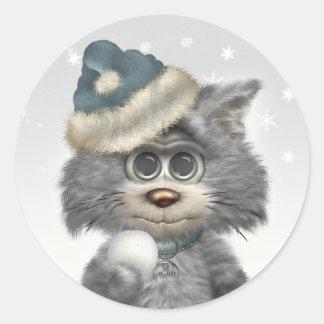 Kitty Cats Winter Wonderland Runder Aufkleber