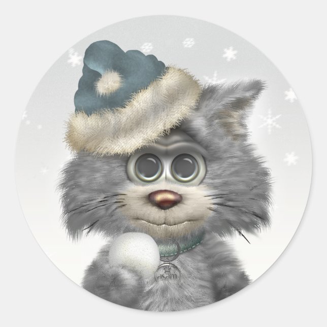 Kitty Cats Winter Wonderland Runder Aufkleber (Vorderseite)