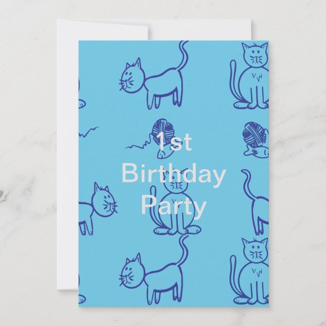 Kitty Chat 1er anniversaire Invitation (Devant)