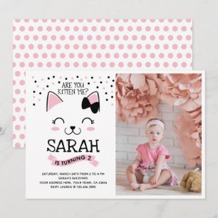 Kitty Chat Anniversaire Invitation avec photo