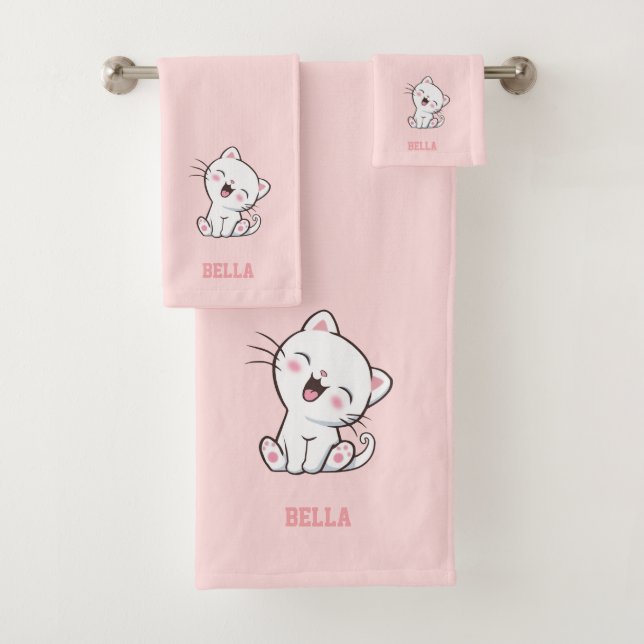Kitty Chat & Nom Texte sur le rose clair (En situation)