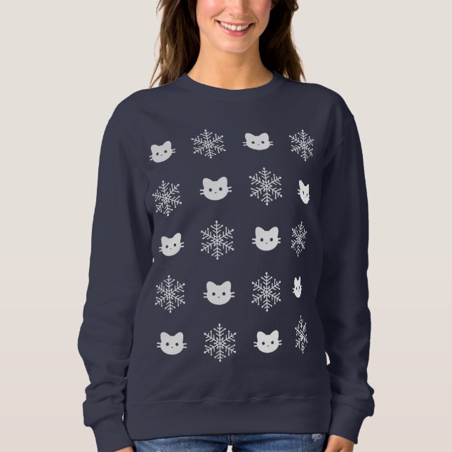 Kitty Chat Snowflake Noël Sweatshirt (Devant)
