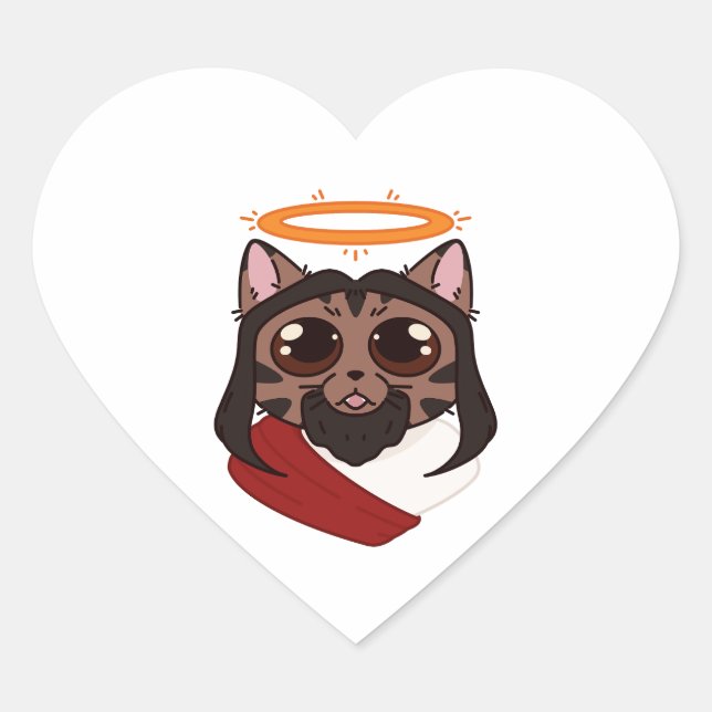 Kitty-Christ-Aufkleber Herz-Aufkleber (Vorderseite)