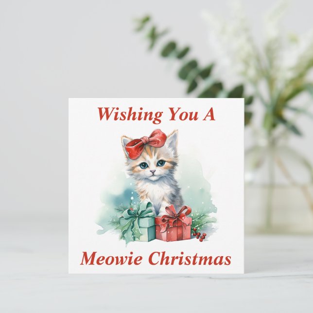 Kitty Christmas Card Dankeskarte (Stehend Vorderseite)
