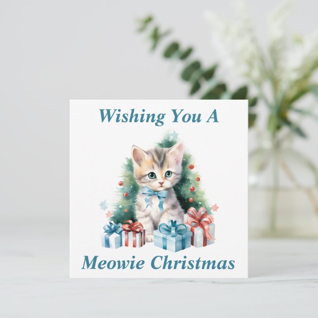 Kitty Christmas Card Dankeskarte (Stehend Vorderseite)