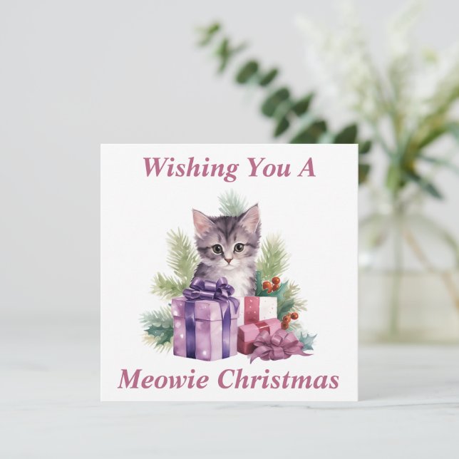 Kitty Christmas Card Dankeskarte (Stehend Vorderseite)