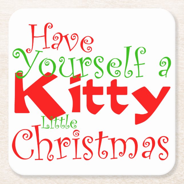 Kitty Christmas Holiday Pet Paper Untersetzer (Vorderseite)
