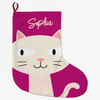 KITTY CHRISTMAS STRUMPF, NIEDLICH RASPBERRY FARBE GROßER WEIHNACHTSSTRUMPF