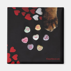 Kitty Coeurs de bonbons Aimer Carré Magnet