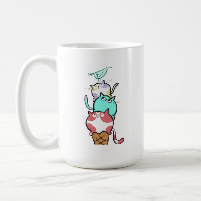Kitty Cone Süße Katze Eiscreme Kawaii Kaffeetasse (Links)