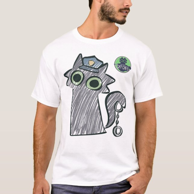 Kitty Cop – Purrtect & Serve Herren Dark T-Shirt (Vorderseite)