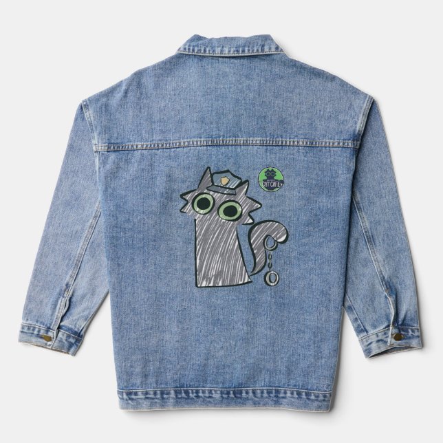 Kitty Cop – Schützen & Dienen  Jeansjacke (Rückseite)