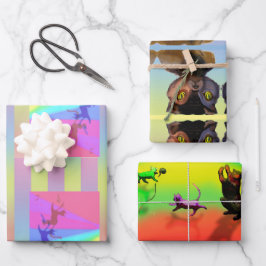 Kitty Cove Wrapping Paper Flat Sheet Set 3 Geschenkpapier Set