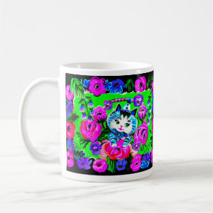 Kitty dans un panier Mug rétro