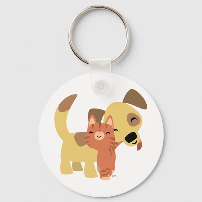 Kitty & Doggy Cartoon Schlüsselanhänger (Vorderseite)