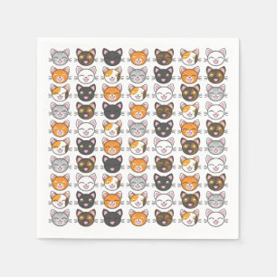 Kitty Faces Cat Themed Paper Napkins Set von 50+ Serviette