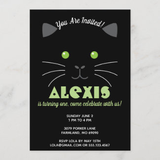 Kitty-Gesichts-Geburtstags-Party-Foto laden ein Einladung