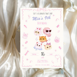 Kitty Girl Birthday Invitation  Einladung