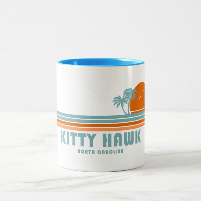 Kitty Hawk North Carolina Sun Palm Trees Zweifarbige Tasse (Mittel)